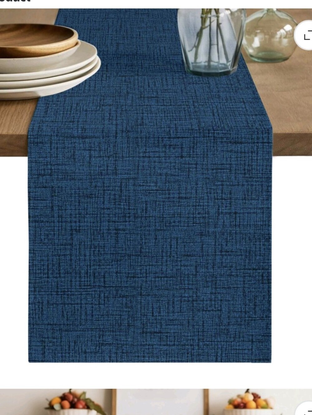 B-COOL Burlap Table Runner 2 Pieces Navy Thanksgiving Table Runners Long